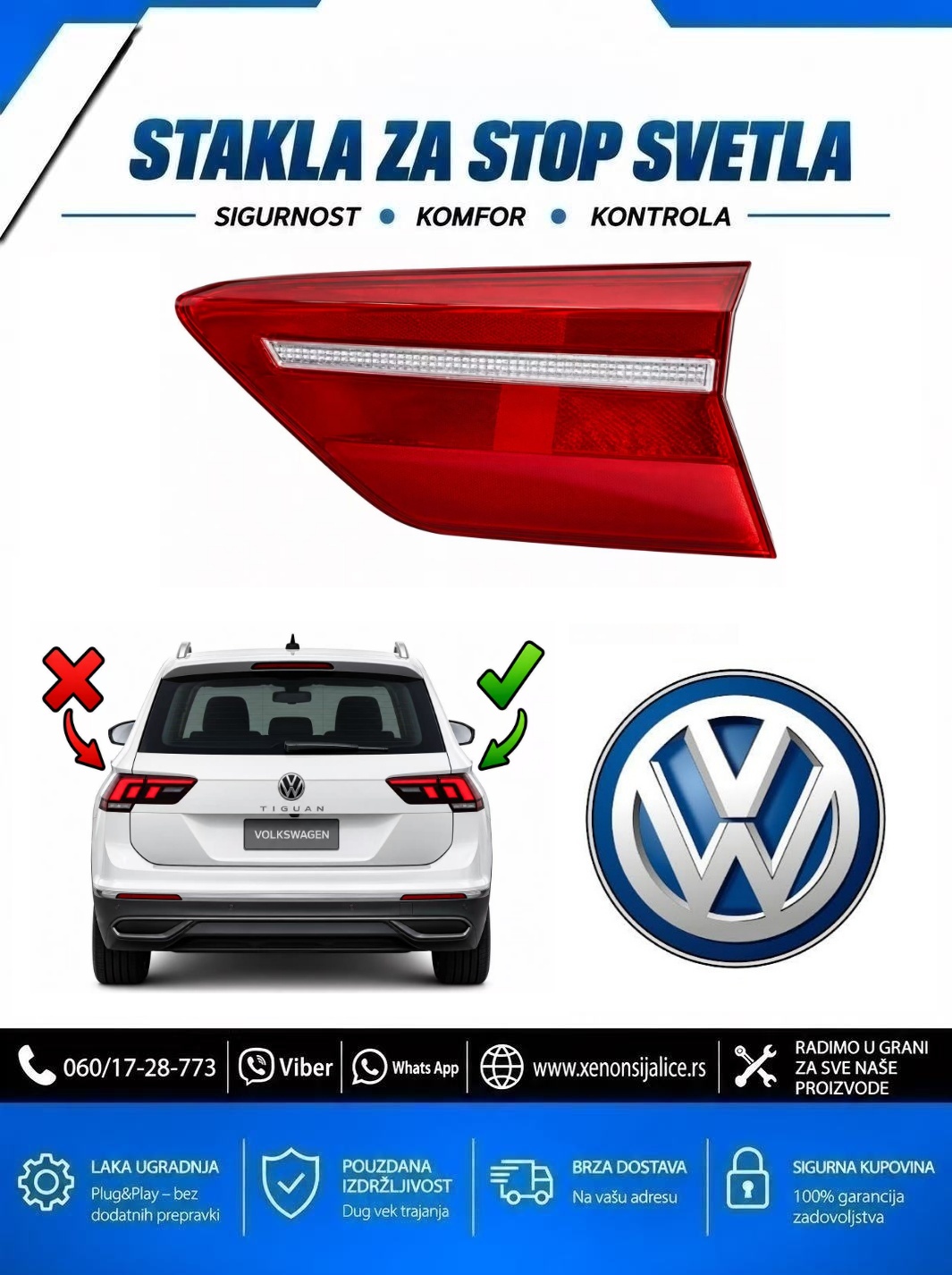 STAKLO ZA STOP SVETLO UNUTRASNJE VW TIGUAN 22-25