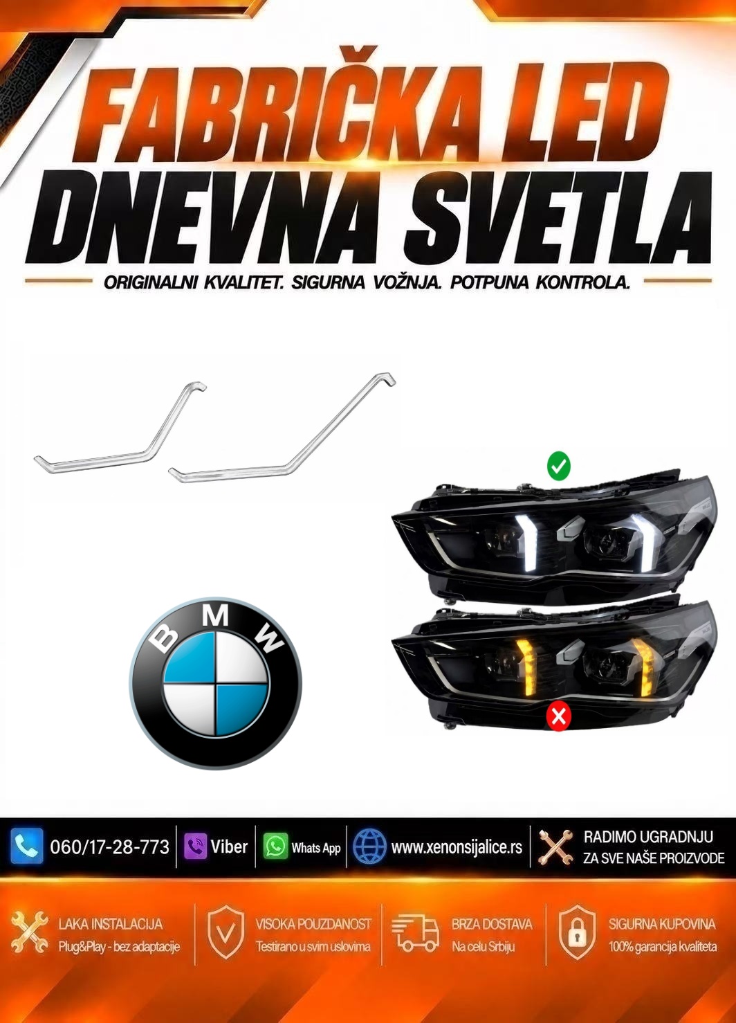 LED DNEVNO SVETLO FABRICKI MODEL U FARU LED PRSTENOVI BMW 5 G60 23-26 LED