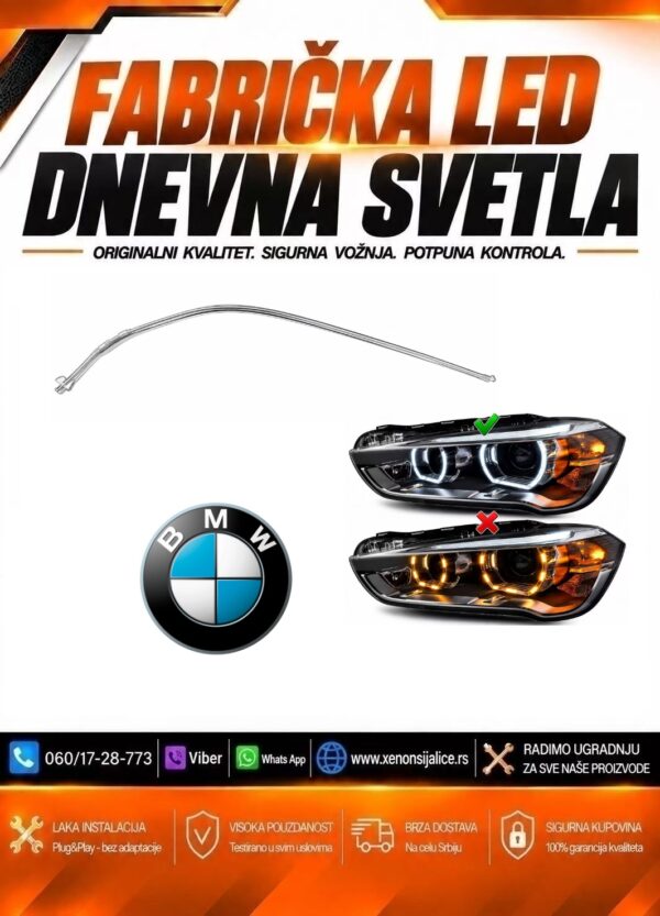 LED DNEVNO SVETLO FABRICKI MODEL U FARU LED OBRVA BMW X1 F48 15-19 LED