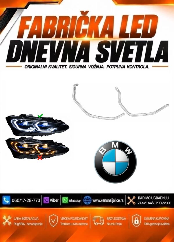 LED DNEVNO SVETLO FABRICKI MODEL U FARU LED PRSTENOVI BMW 8 G14 G15 G16 18-25 LED
