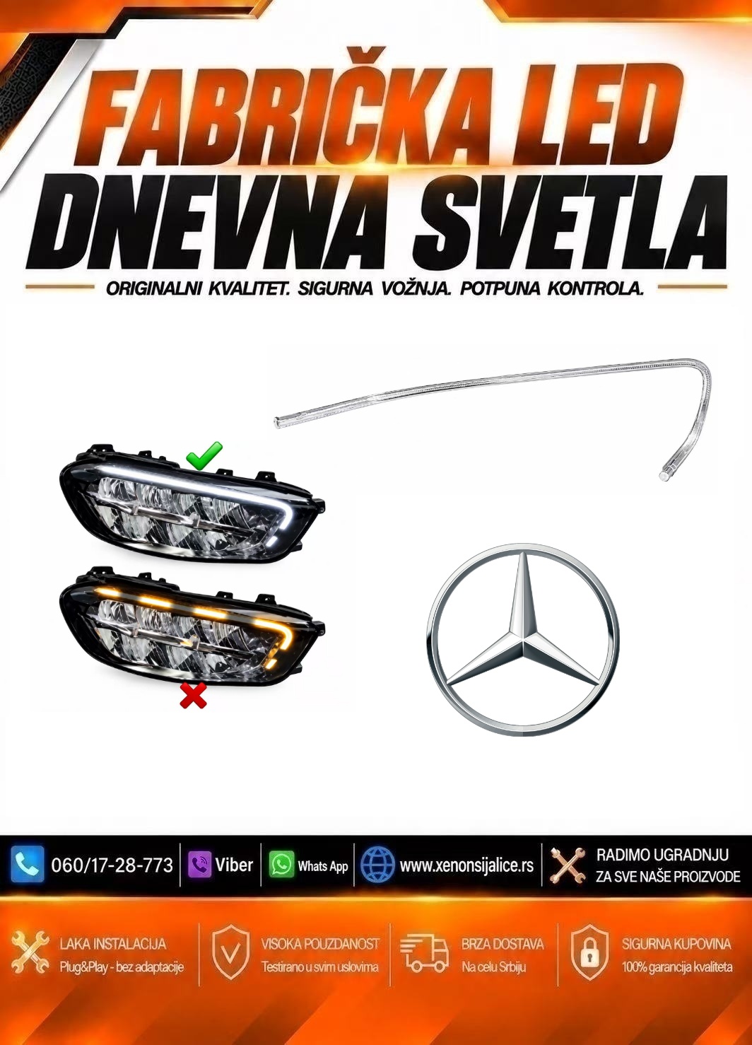 LED DNEVNO SVETLO FABRICKI MODEL U FARU MERCEDES E KLASA 20-23 LED