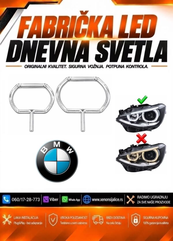 LED DNEVNO SVETLO FABRICKI MODEL U FARU LED PRSTENOVI BMW 1 F20 15-19 LED