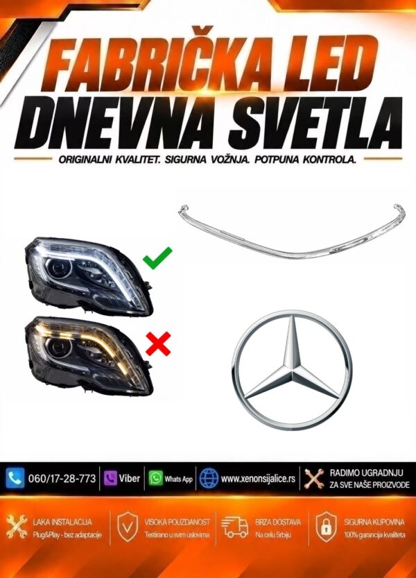 LED DNEVNO SVETLO FABRICKI MODEL U FARU MERCEDES GLK 12-15 XENON