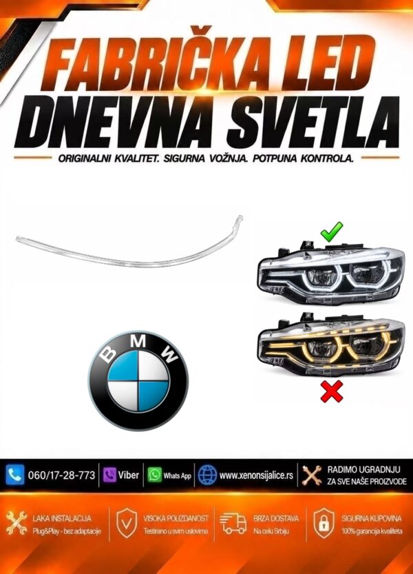 LED DNEVNO SVETLO FABRICKI MODEL U FARU LED OBRVA BMW 3 F30 15-19 LED