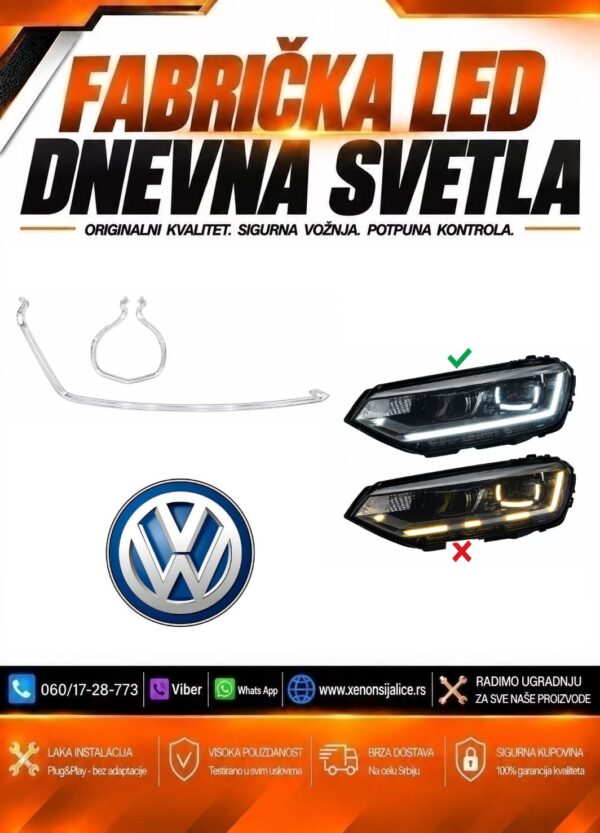 LED DNEVNO SVETLO FABRICKI MODEL U FARU VW TOURAN 16-21 LED