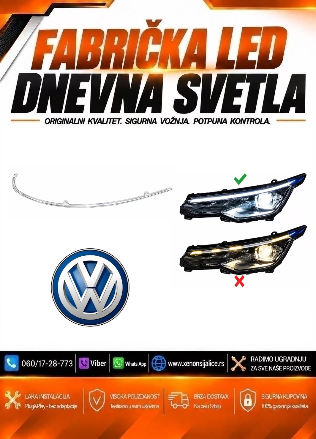 LED DNEVNO SVETLO FABRICKI MODEL U FARU VW GOLF 8 19-24 LED