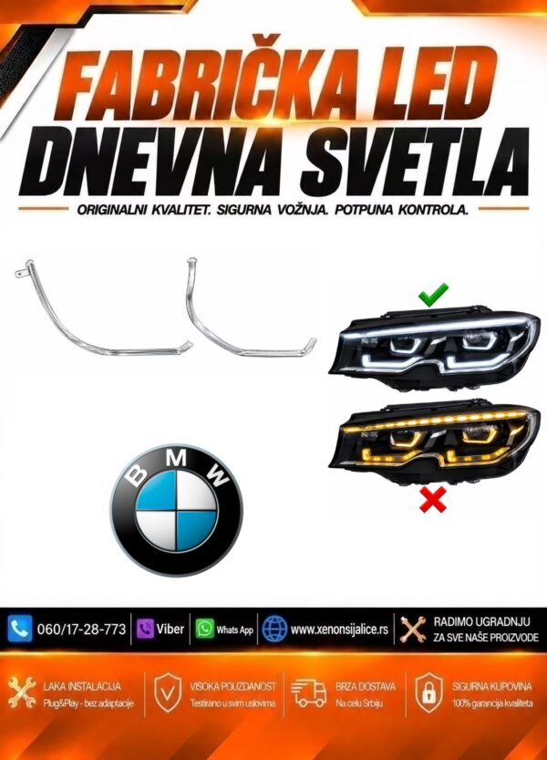 LED DNEVNO SVETLO FABRICKI MODEL U FARU LED PRSTENOVI BMW 3 G20 19-23 LED