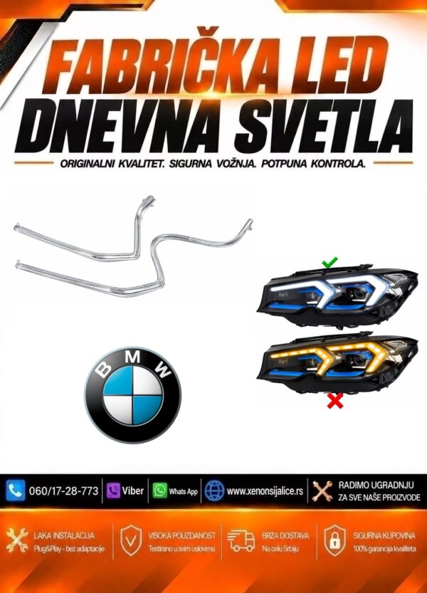 LED DNEVNO SVETLO FABRICKI MODEL U FARU LED PRSTENOVI BMW 3 G20 23-26 LASER