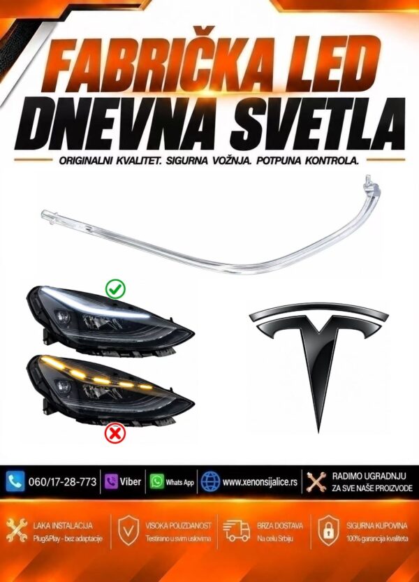 LED DNEVNO SVETLO FABRICKI MODEL U FARU TESLA MODEL 3/Y 19-23