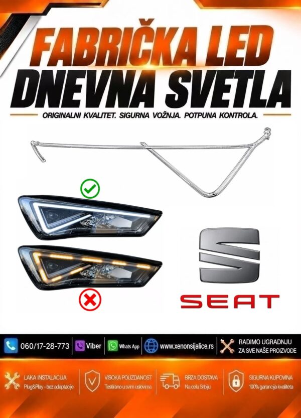 LED DNEVNO SVETLO FABRICKI MODEL U FARU SEAT LEON 21-25