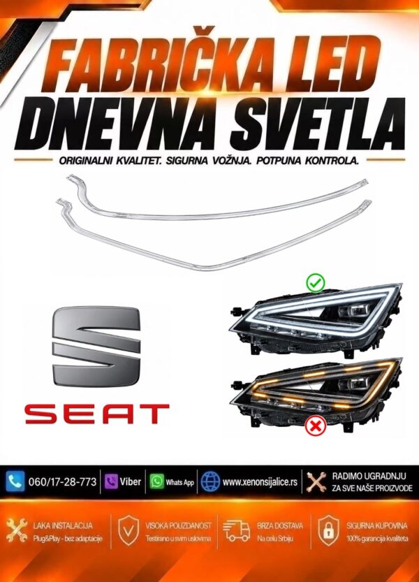 LED DNEVNO SVETLO FABRICKI MODEL U FARU SEAT IBIZA 18-22
